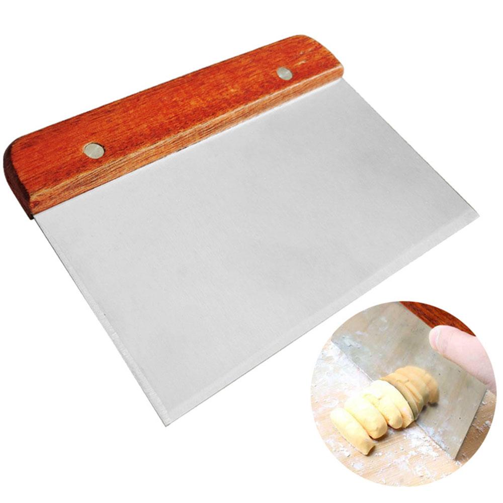 Stainless Steel Pastry Chopper with Wood Handle - Dough Scraper for Baking