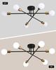 6-Light Chandelier Ceiling Light, E26 Pendant Light, Stylish Nordic LED Lighting Fixture, Rotatable Spotlight, Iron Construction, Retro Living Room