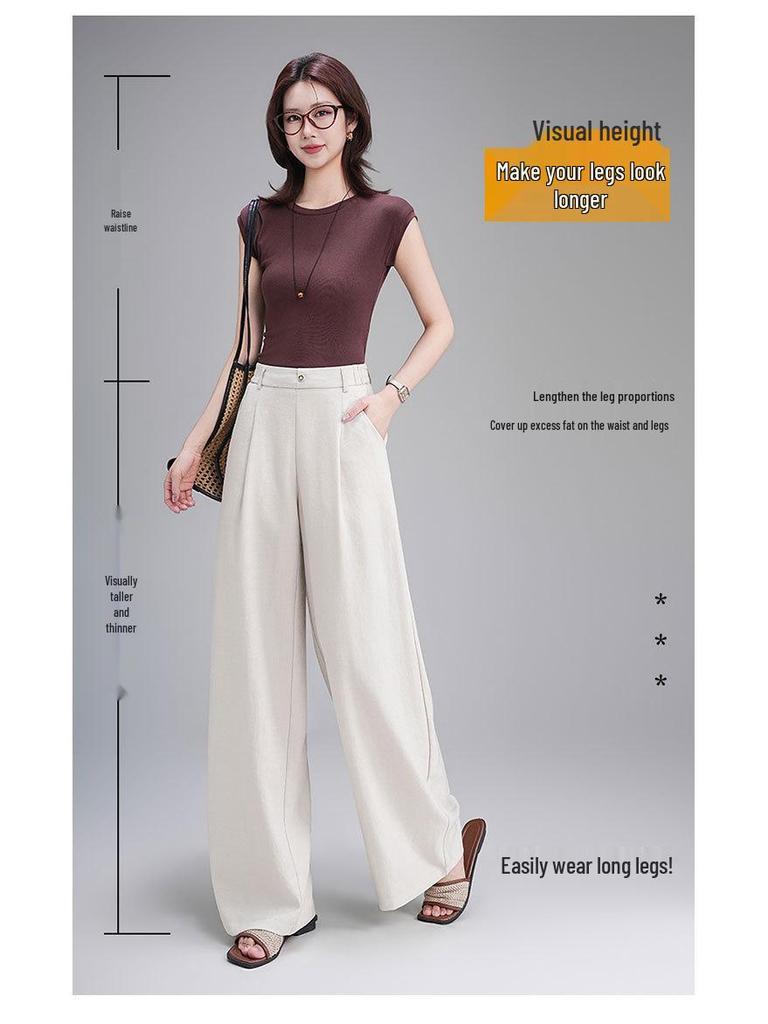 Curved Knife High-Waisted Wide-Leg Pants for Women - Spring/Autumn 2026 Casual Loose Drape Style
