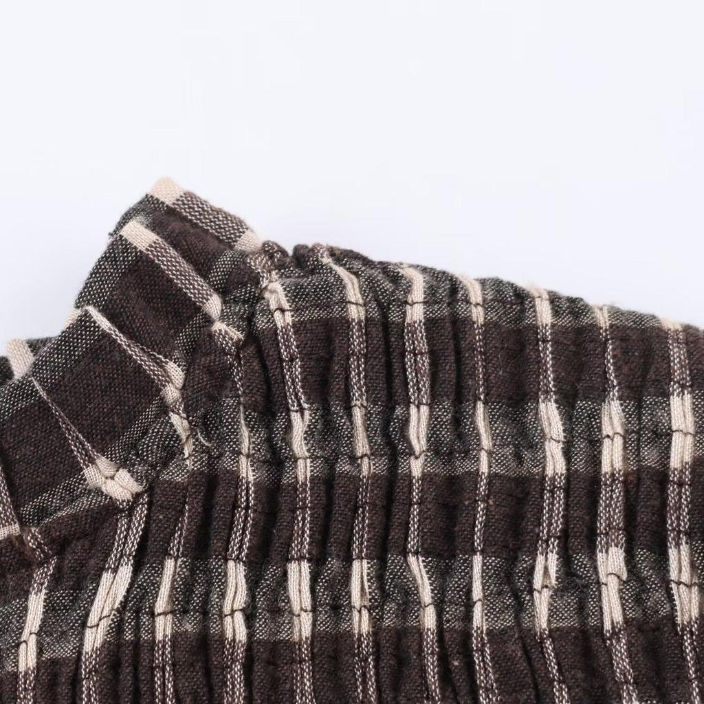 Camicia da donna versatile casual a maniche lunghe con motivo a nido d'ape e quadri, collezione Primavera/Estate 2026