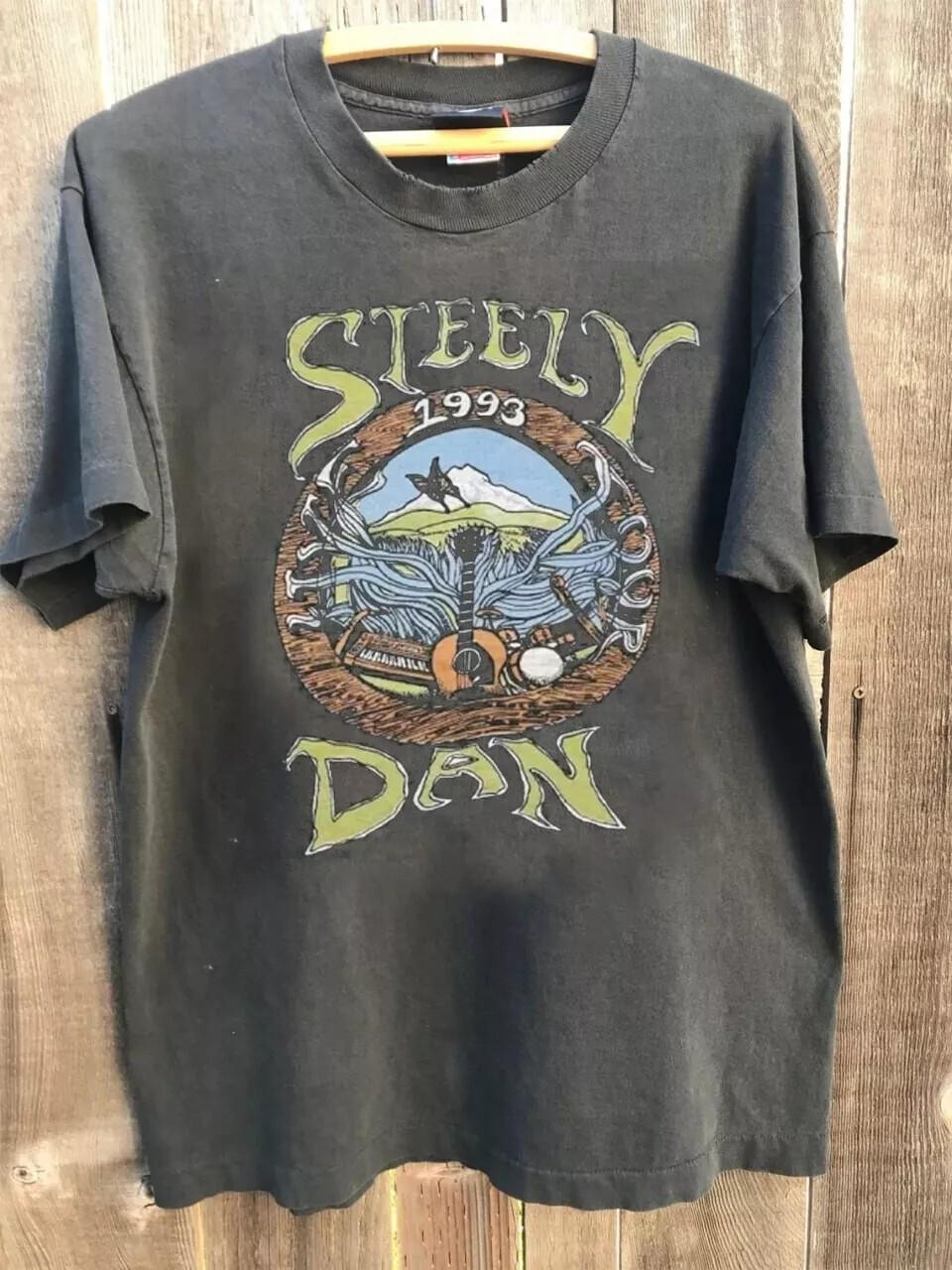 Rare Steely Dan Band 1993 Short Sleeve Charcoal Unisex Tshirt Reprint S-5XL Unisex T-Shirt XXXXL