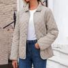 Dame Mote Ensfarget Langermet Knappelomme Casual Lett Bomullsjakke