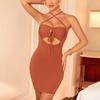 Women's Clothing European and American Summer New Hollow Double-layer Cross Backless Hip-wrapped Suspender Skirt, European and American Dress