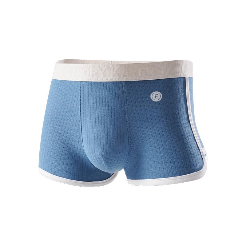 Men's Antibacterial Breathable Loose Fit Boxer Briefs Mid-Rise Striped Shorts