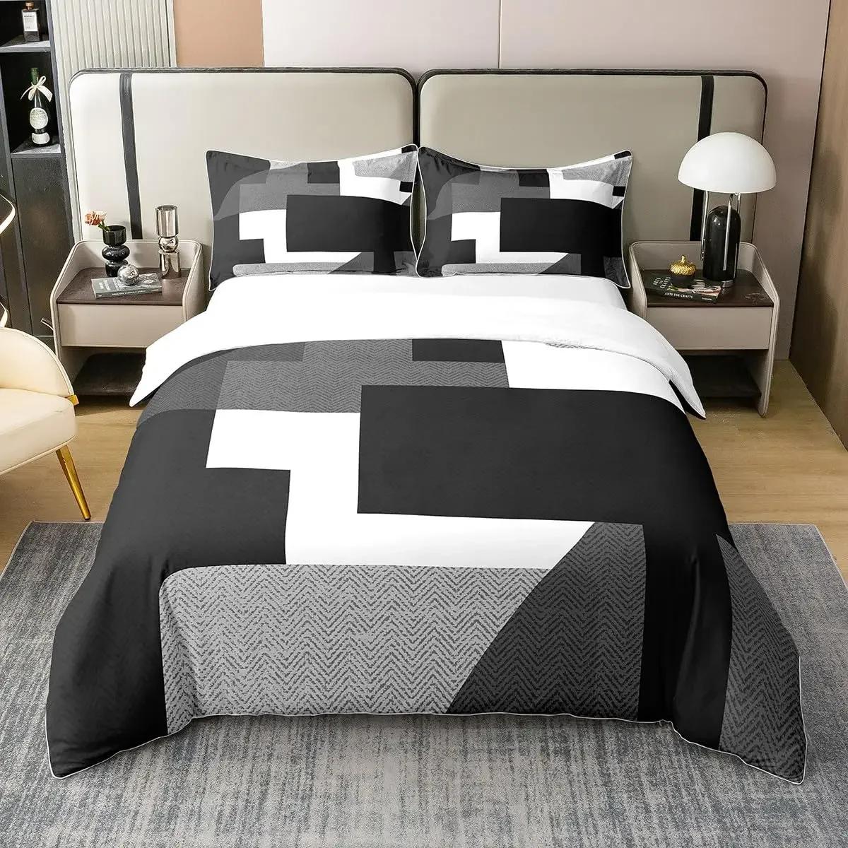 

Geometric Duvet Cover Set 3Pcs Bedroom Decor For Kids Twin Size Comforter Cover Set Strip Lines Bedding Set With 2 Pillowcase EU Single(135*200cm)3pcs