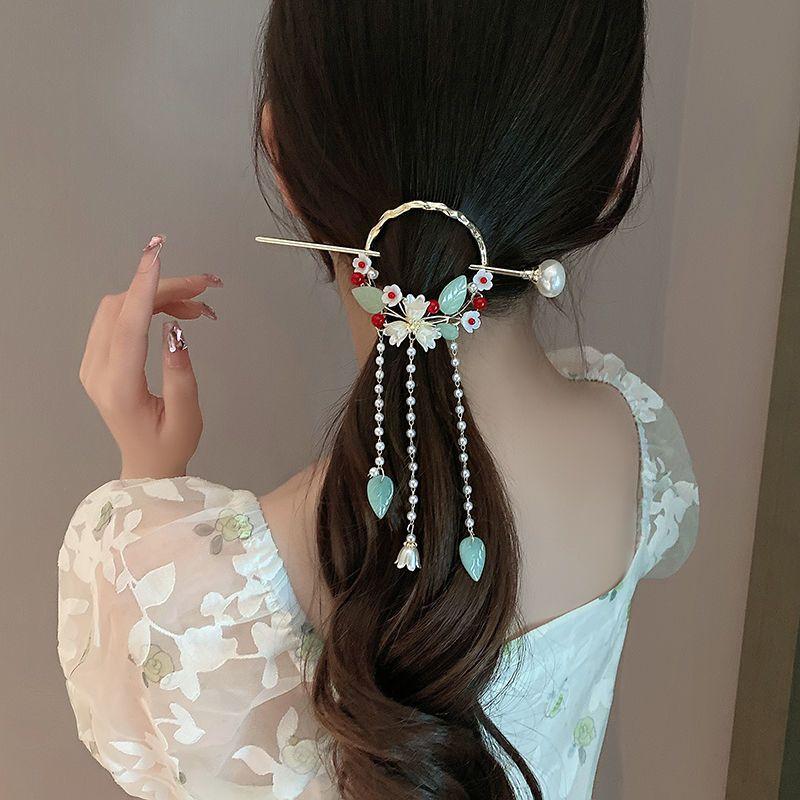 Chinese Style New Headwear Floral Hair Sticks for Women Tassel Hairpin Modern Hanfu Style Hair Clip Female Hair Accessories