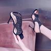 Rhinestone Mesh High Heels Women'S Summer Hollow Newest Sandals Women'S Fish Mouth Stiletto Women'S Shoes C899