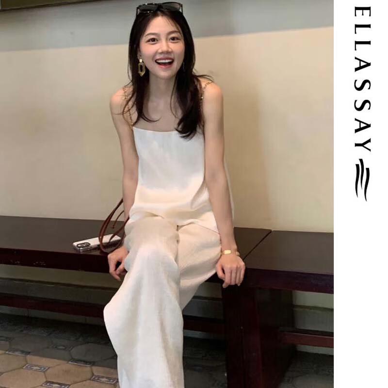 ELLASSAY Pleated Textured Chain Strap Camisole Top