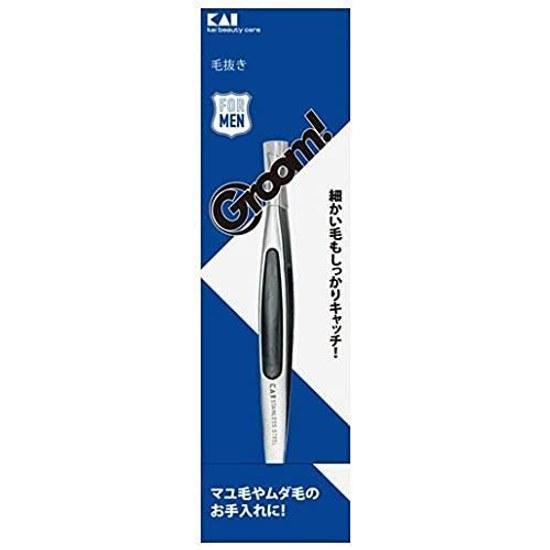 KAI Groom Tweezers Flat Tip Fine Hair Catching Non-Slip HC3021