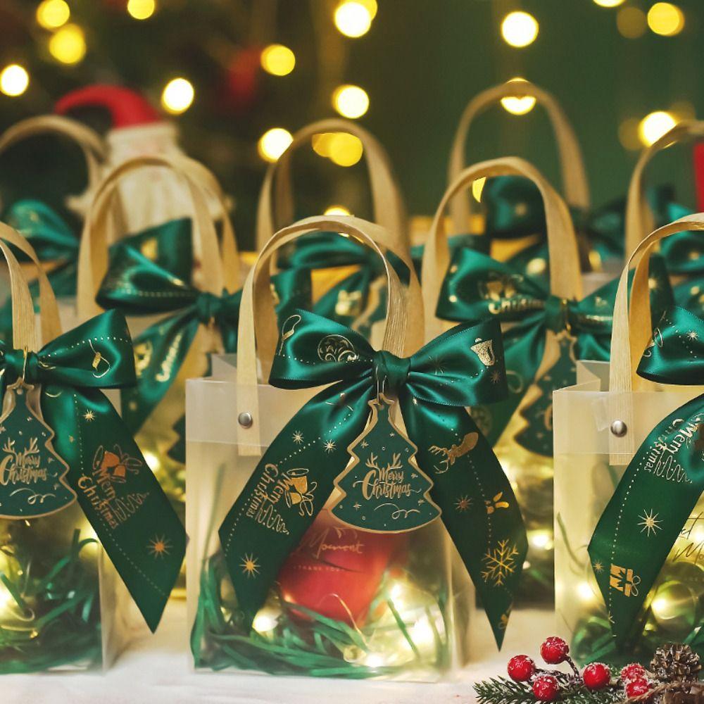 Raffia Christmas Gifts Bag Bowknot Xmas Eve Tote Handbag Party Supplies Gift Wrap Bags Snack