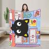 Cute Chococats Blanket Black Cat Super Warm Print Plush Bedding Throws For Students Home Decor Flannel Bedspread Bed Cover