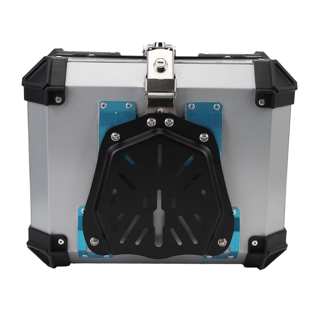 25L Motorcycle Top Box Aluminum Alloy Quick Release Water Resistant with Safety Lock Universal Rear Top Case for Helmet Luggage Silver