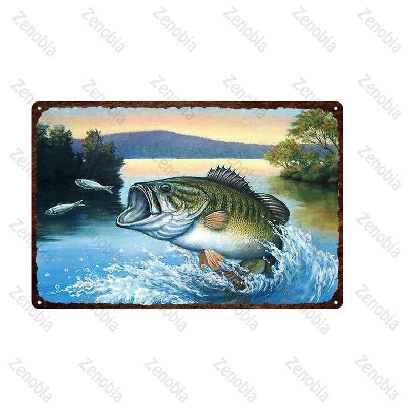 Vintage Gone Fish Blechschild Plakette Rustikale Metall Wandkunst mit Hunden und Fischen für Bauernhaus Angelteich Bar Pub Heimdeko