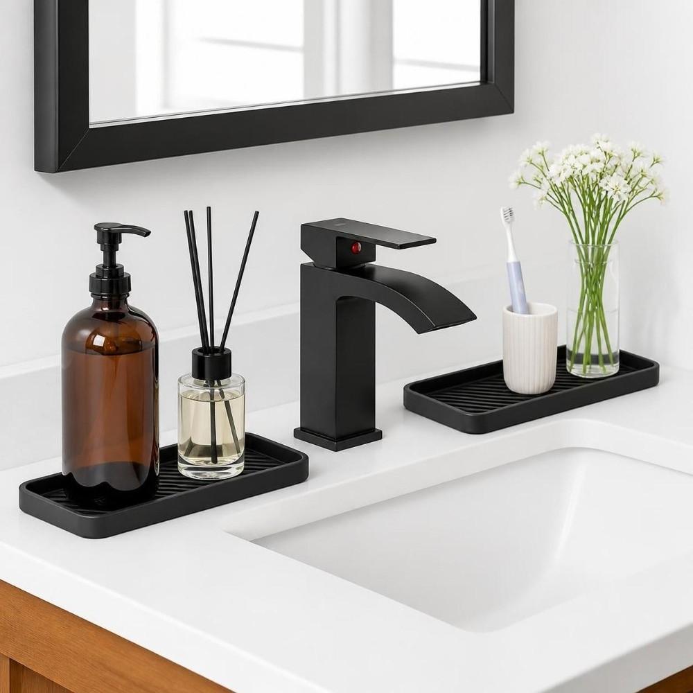 Silicone Draining Mat Non-Slip Sink Organizer Tray Durable Storage Tray  Bathroom Vanity