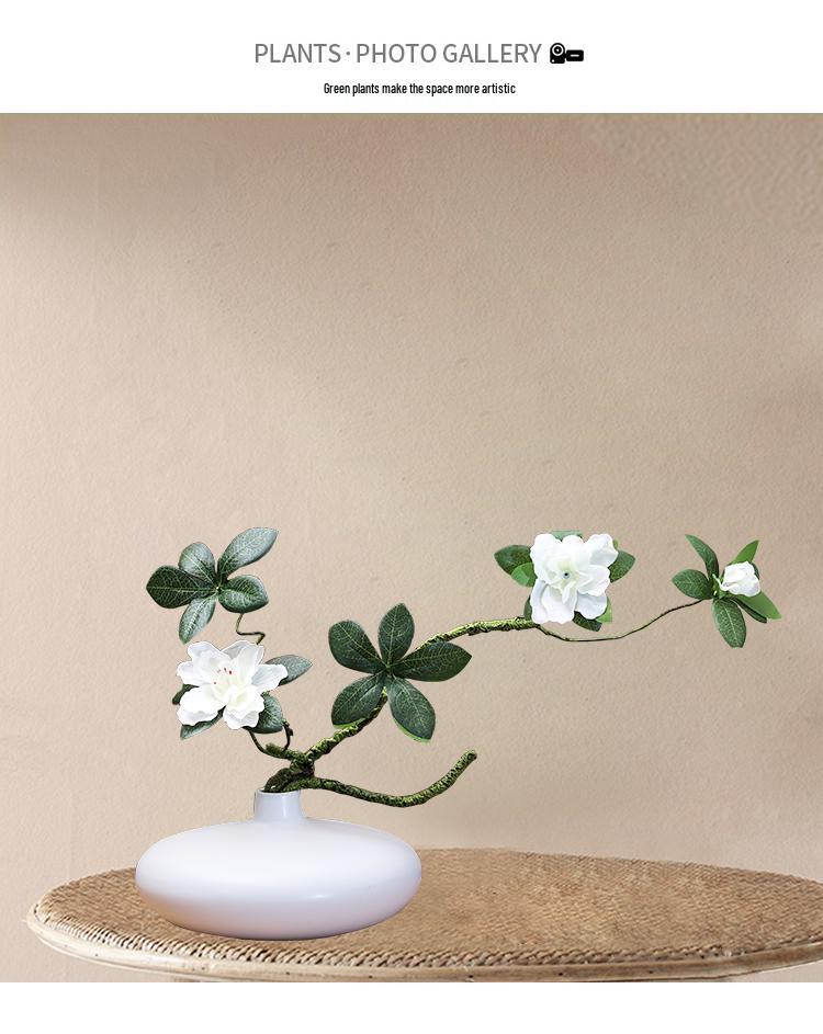 Zen-Inspired Green Plant Vase for Japanese Tea Room or Coffee Table Decoration