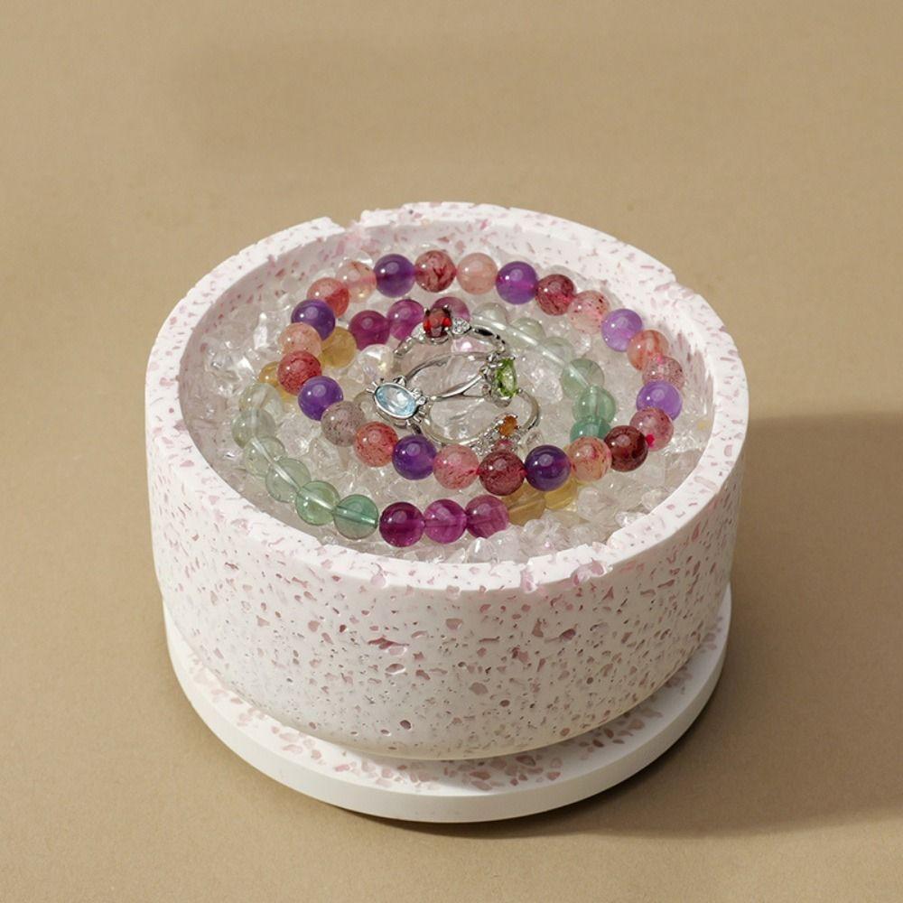 Creative Natural Crystal Round Gypsum Degaussing Bowl Jewelry Storage Container  Office Decor