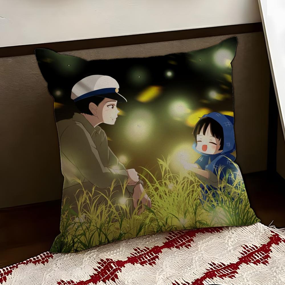 GGrave of the FFirefliesS Cushion Cover Reversible Soft Durable Pillow Cover Home Car MultiScene Use for Daily Comfort