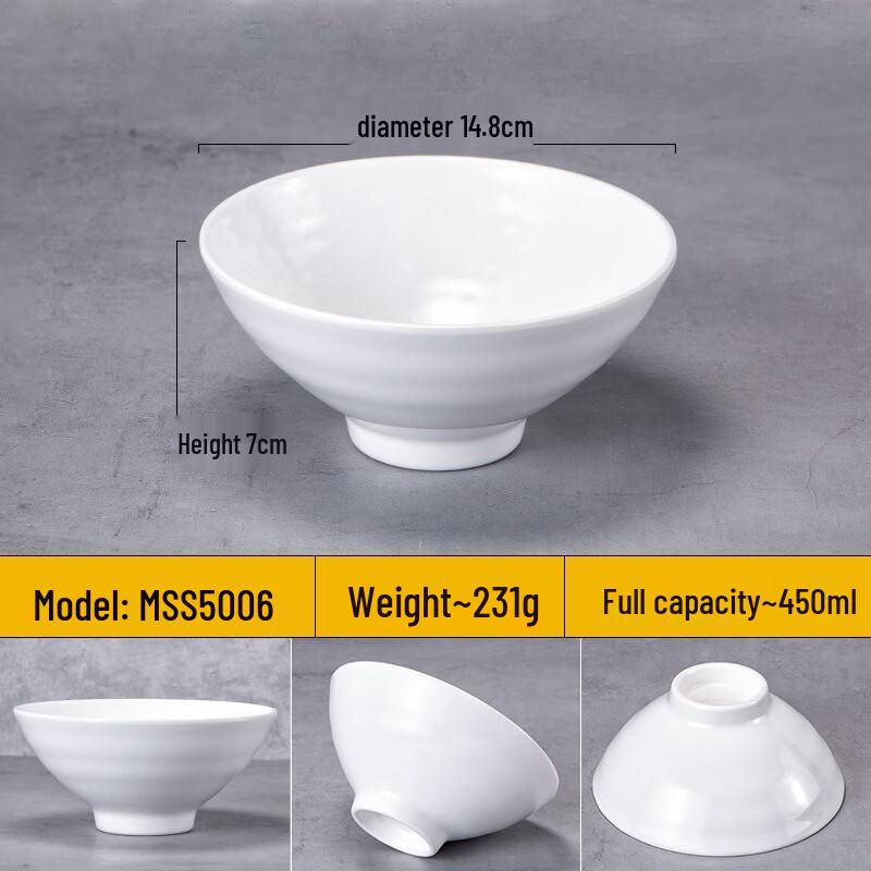 JINMEILI Melamine Threaded Rice Bowls - 10 Pack