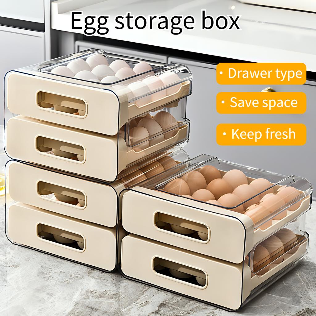 Egg Storage Container Fridge Organizer Drawer Style Kitchen Fresh Keeping Box Food Grade for Eggs