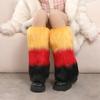 Women Winter Plush Contrast Color Leg Warmer Aesthetic Vintage Fuzzy Thickened Boot Cuffs Leg Gaiters Cover Long Socks