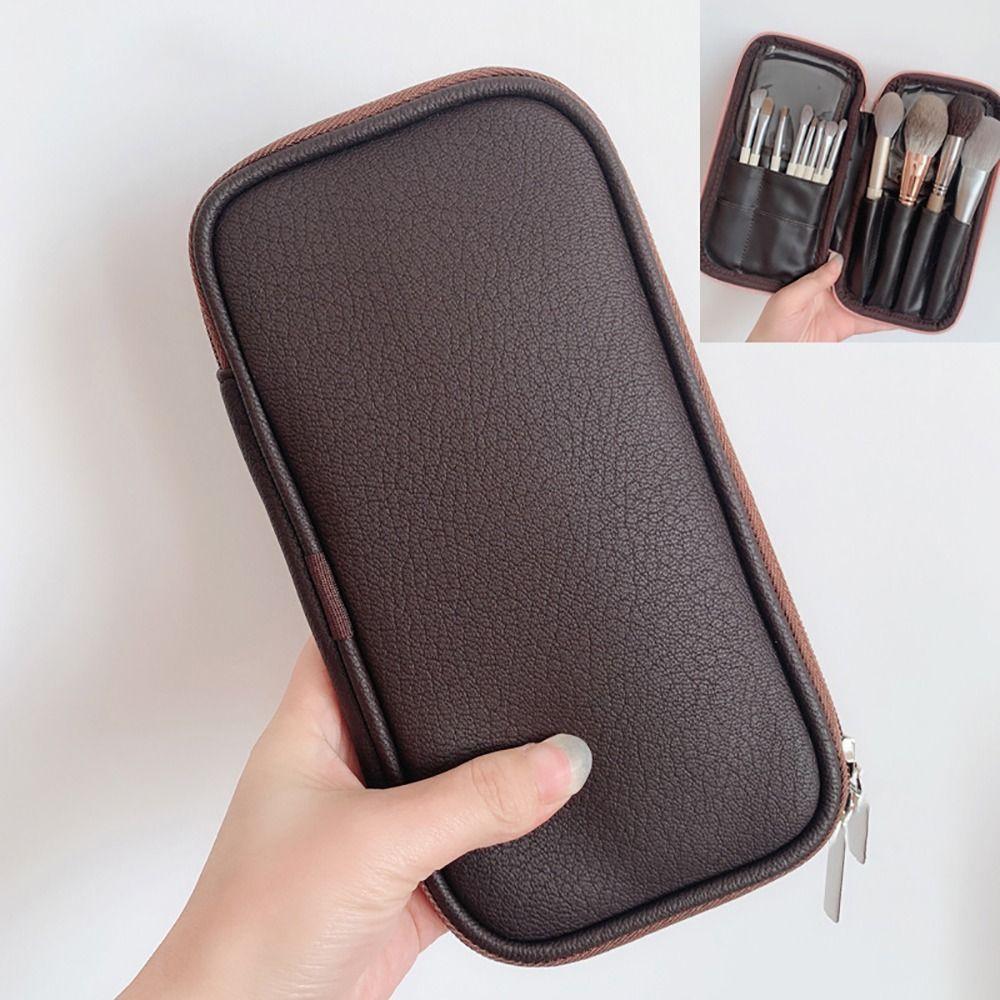 Durable PU Leather Makeup Brush Bag Waterproof Portable Makeup Brush Case Travel Organizer Dust-proof Cosmetic Bag