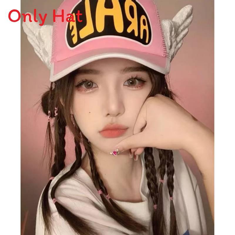 Cappellino da Baseball Dr Slump Arale Chan con Ali, Visiera Corta e Protezione Solare per Uso Casual