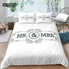 Mrs Mr Duvet Cover Romance Comforter Cover Microfiber White Bedding Set For Boys Girls Teens Adults Wedding Valentine Day Decor