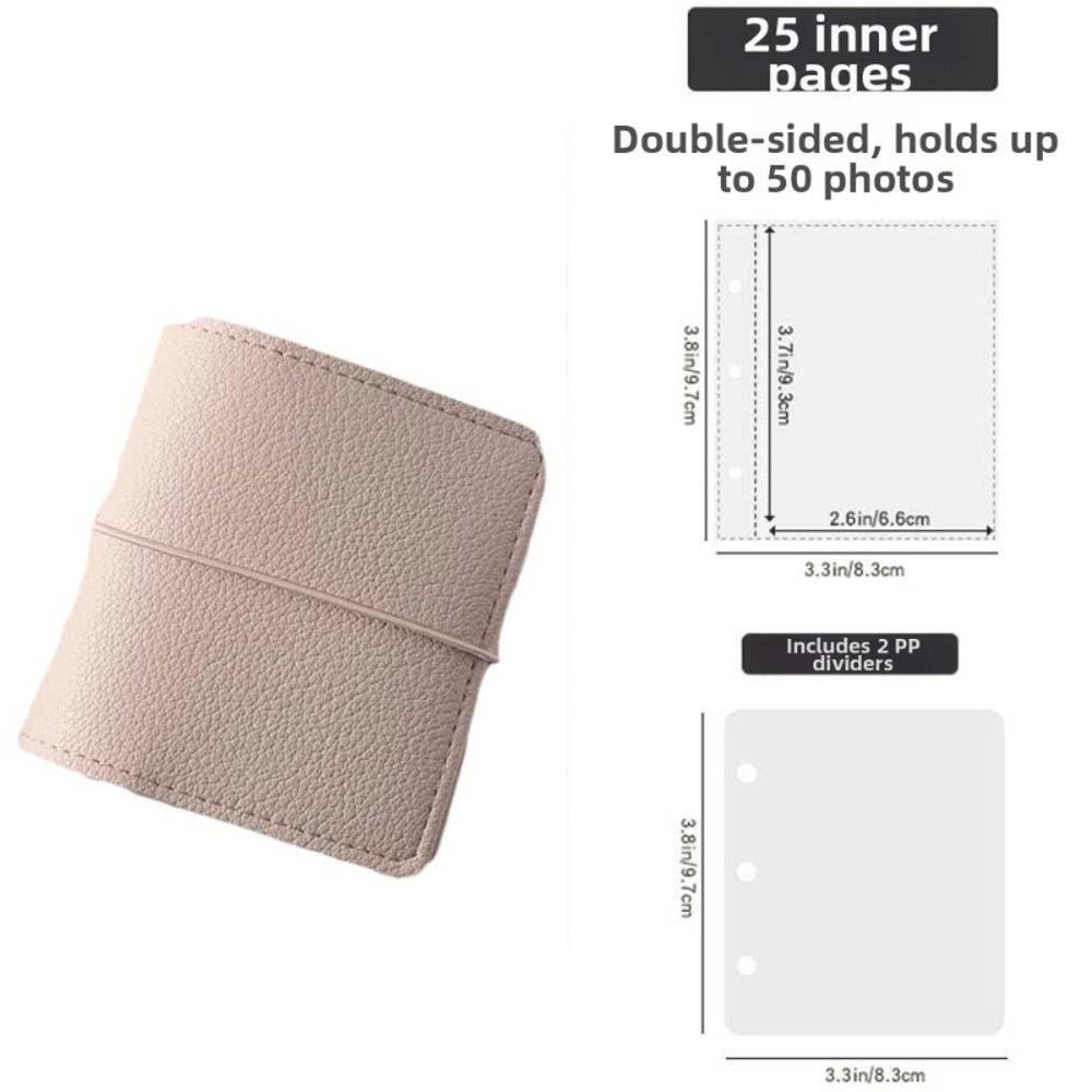 3-Hole Ring Mini Photo Album PU Leather Card Collect Book Photocard Binder Pocket-sized Travel