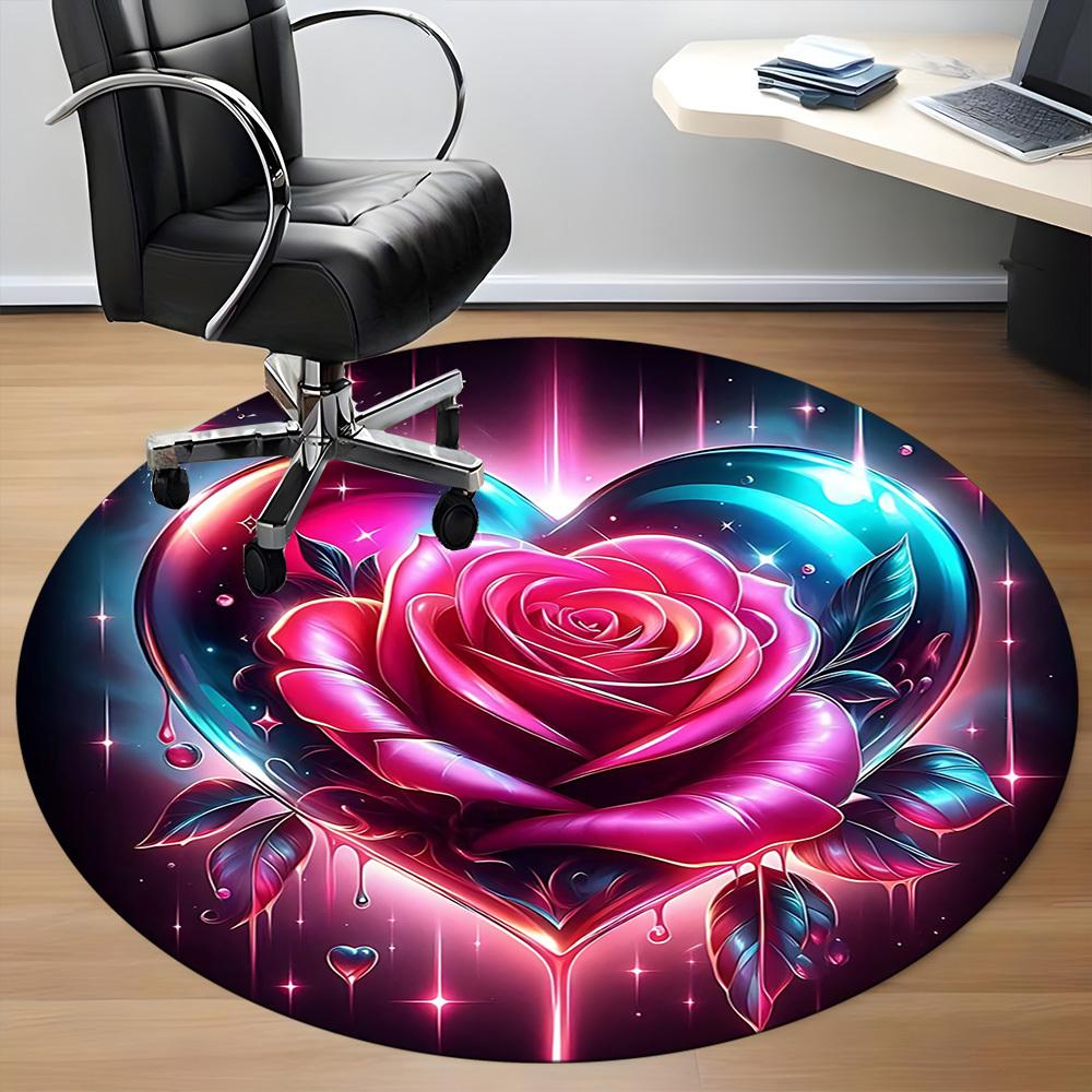 1pc Heart Rose Decorative Chair Carpet for Office  Machine Washable Rug for Office,  Good Gift for Family or Friends Yy251225254