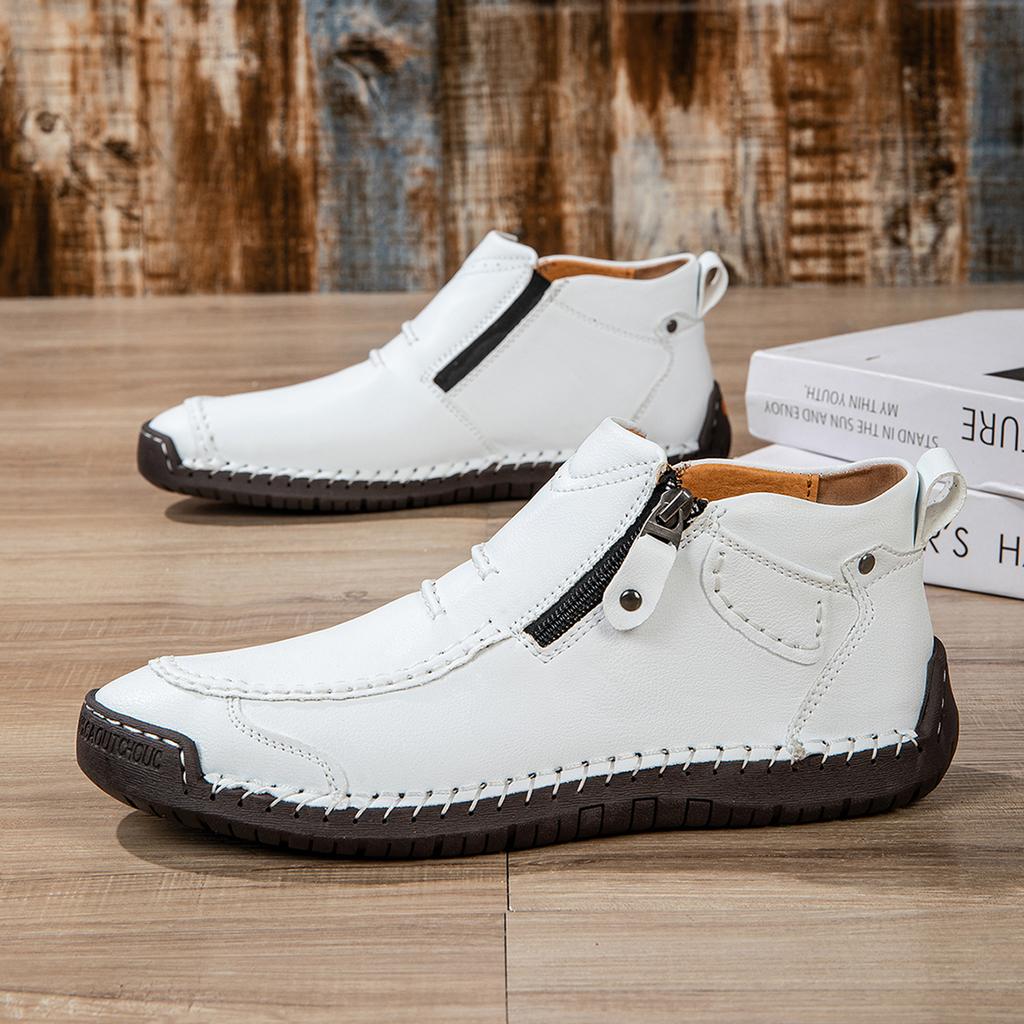 New Autumn Handmade Leather Men Boots Outdoor Design Sneakers Man Breathable Casual Leather Shoes Men Ankle Boots Fall Plus Size