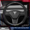 Kohlefaser Auto Lenkradabdeckung für Model 3 S Y Model X Roadster 2019-2025 Auto Innenraum Lenkrad Zubehör