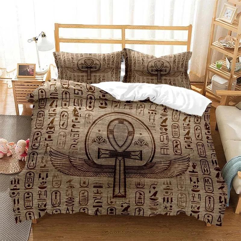 Comforter Mystery Egypt Egyptian Golden Anubis Print Bedding Set With Comforter Bed Single Twin Full Queen Kid Gift