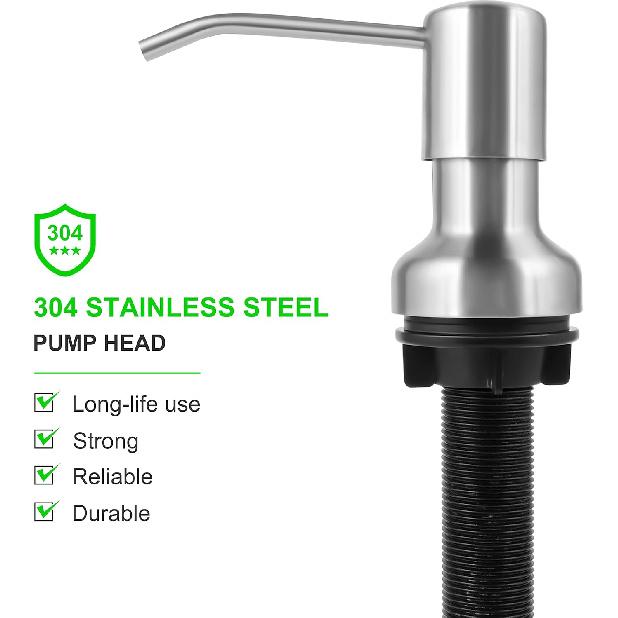 Soap Dispenser for Kitchen Sink, Sink Soap Dispenser with Longer Threaded Shaft Shank, 47" Extension Tube Connects Directly To Dish Soap Container,