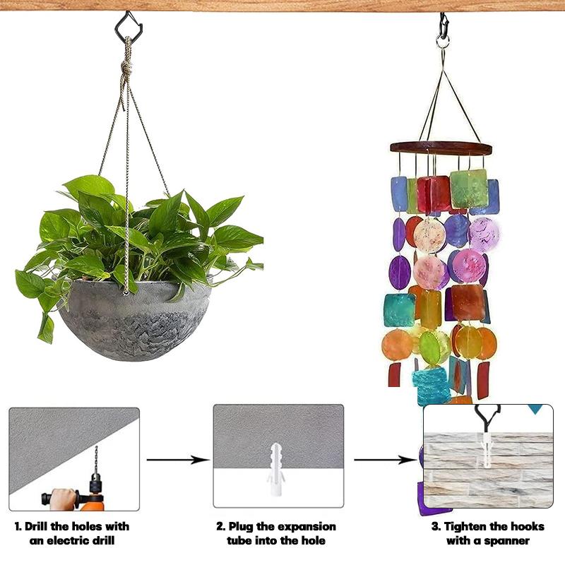 Crochets de suspension carrés, 12 pièces, crochets Anti-chute pour bonsaï avec boucles de sécurité pour guirlandes lumineuses en corde de bonsaï