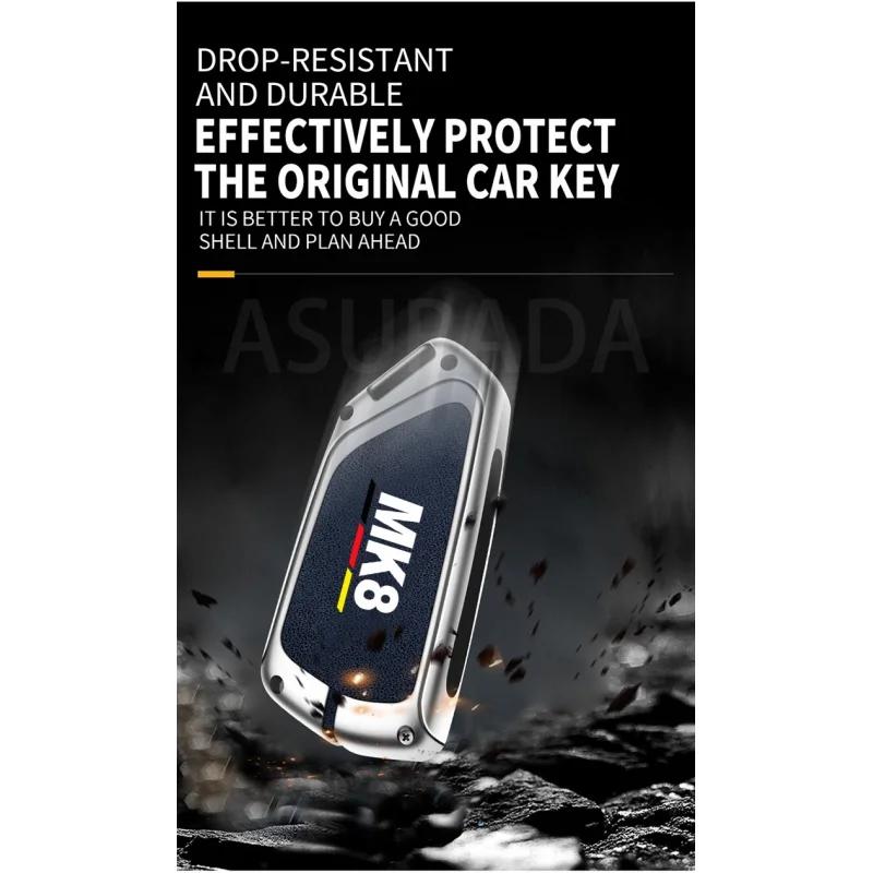 Auto Tpu Zinc Alloy Key Case Bag For Vw Volkswagen Golf 8 Mk8 Car Key Chain Car Metal Key Shell Interior Decoration Accessories