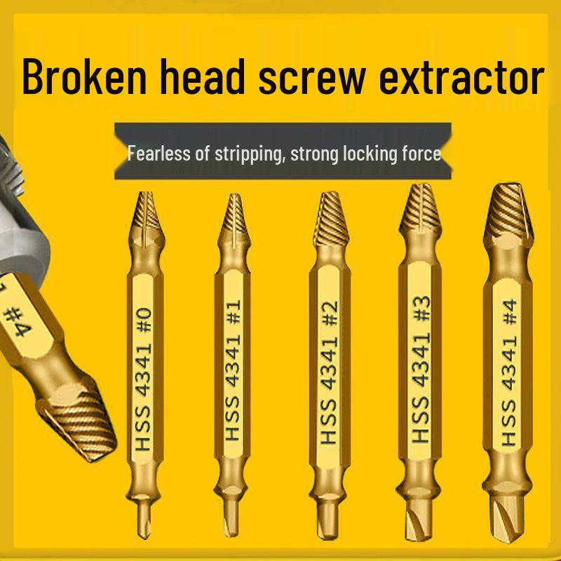 Quick-Thread Bolt Extractor with Anti-Slip Teeth for Short-Head Screws