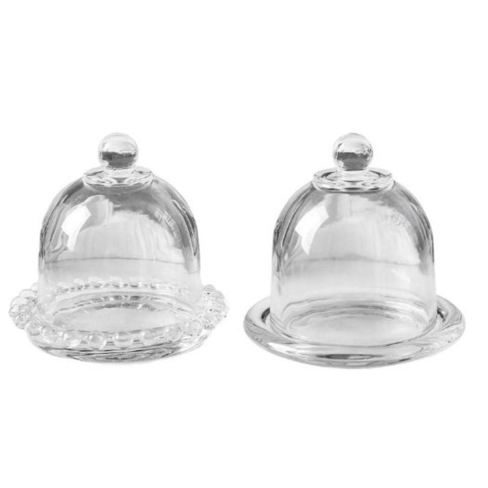 Glass Craft Cake Serving Tray With Lid Dessert Table Ornaments Dessert Storage Stand Birthday