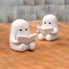 Ghost Reading Book Figurine, 3D Printed Cute Mini Sitting Ghost Statue for Halloween Bookshelf, Desk, Indoor Home Decor