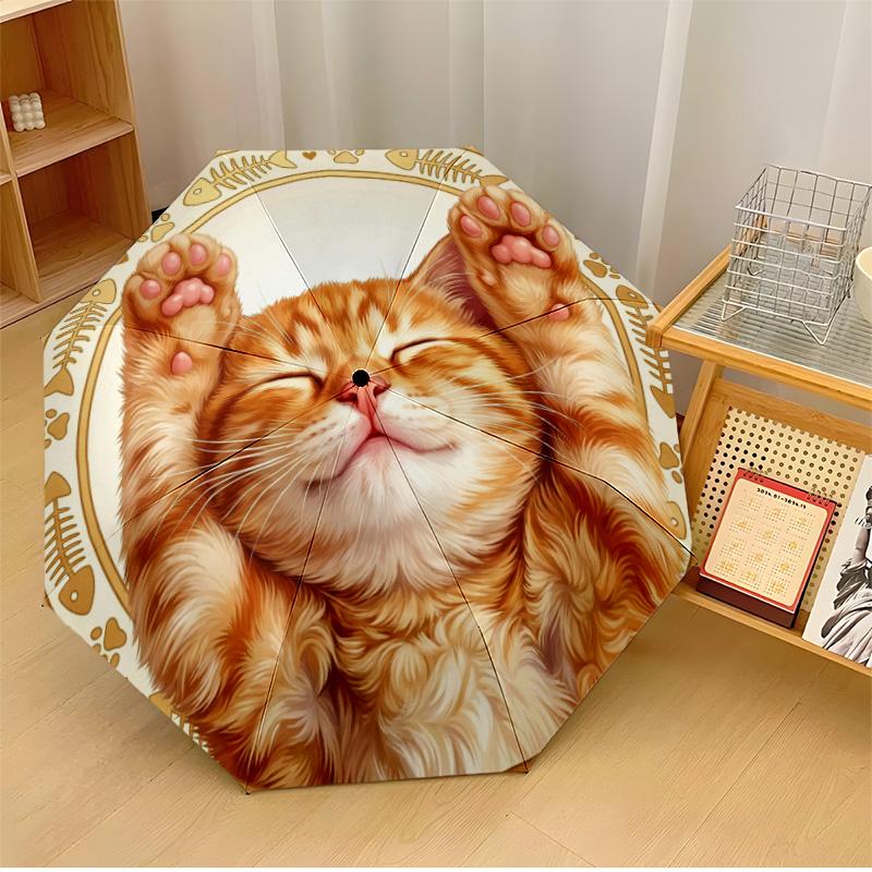 

Psychedelic Cat Printed umbrella windproof folding umbrella portable sun and rain umbrella suitable for gifting