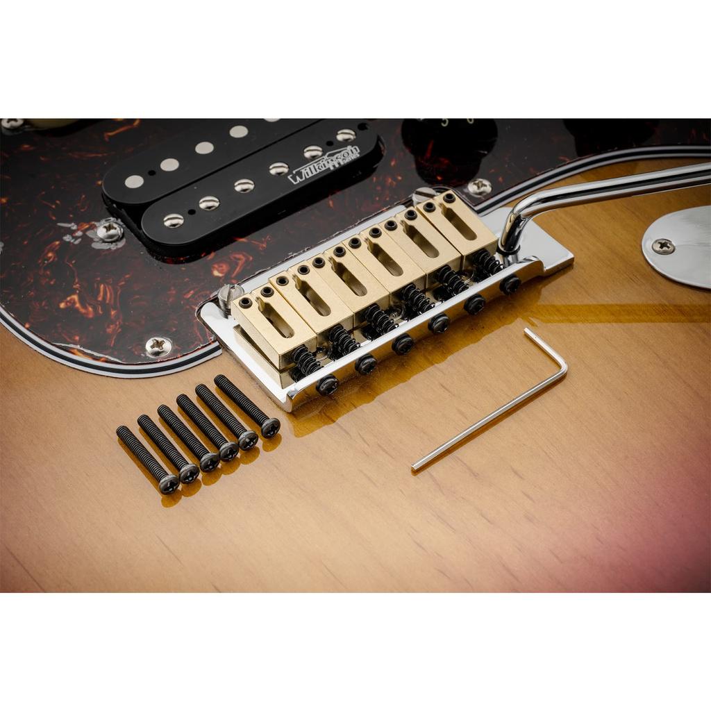 Musiclily Ultra Modern Style Brass Saddles for Electric Gold of 10.5mm Strat/Telecaster Guitars, (Set 6)