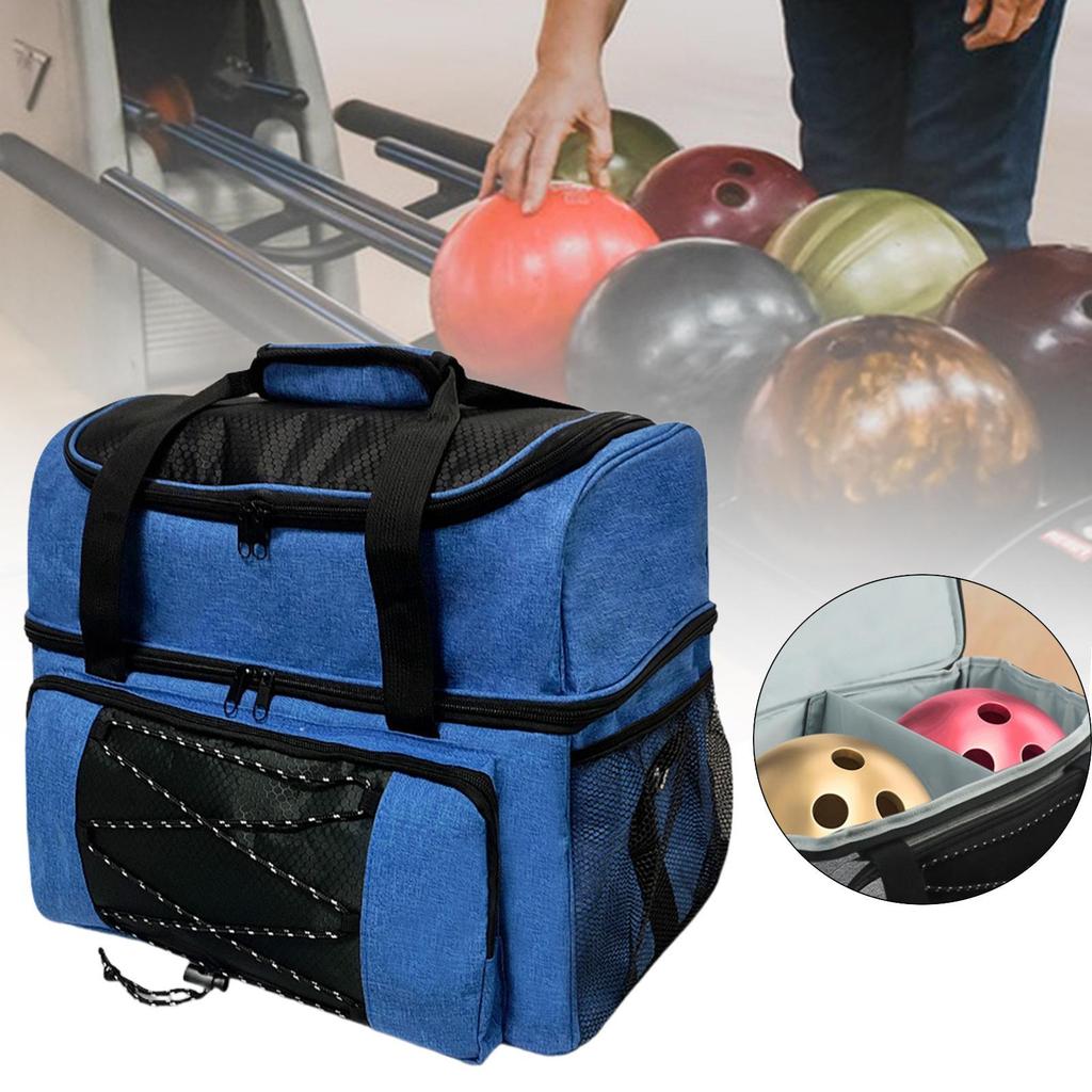 Professional Bowling Ball Bag with Top Handle and Shoulder Strap Double Ball Bowling Bag for Outdoor Activities Practice Gym