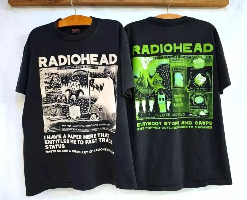 Винтажная футболка UNISEX с принтом группы RADIOHEAD I Have A Paper Here, двусторонняя, черная XXXXL
