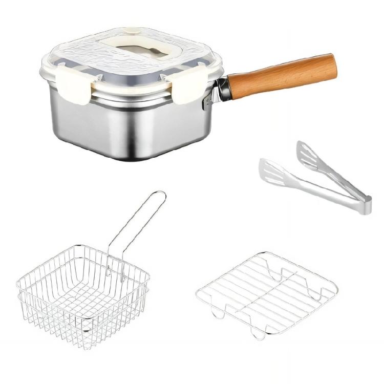 Stainlessed Steel Oil Filter Pot Deep Fryers Basket Set Efficient Frying Solution Heat Resistant Handle Kitchen Appliance
