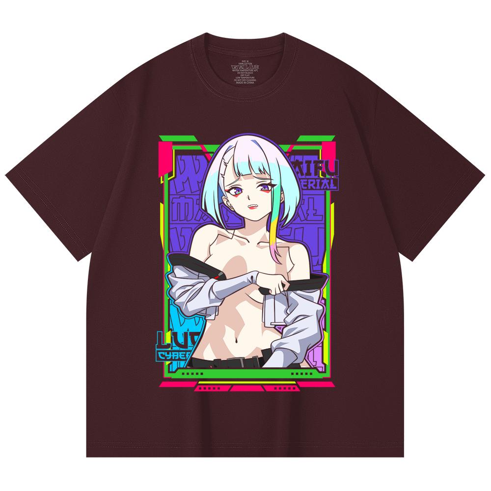 

230 Gsm 100% Cotton Cyberpunk V11 Lucy Waifu Print Unisex Heavy Cotton T Shirt 2XL