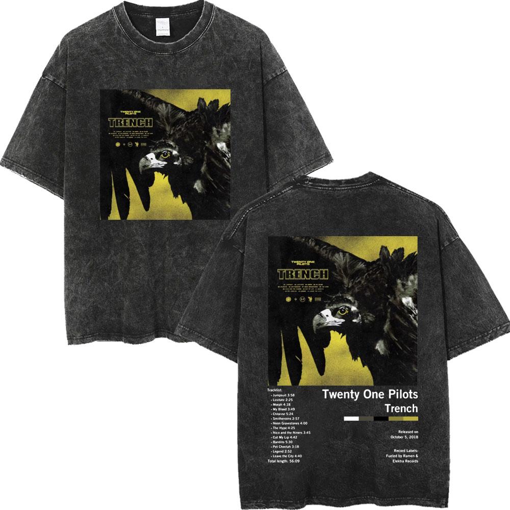 Twenty One Pilots Dámské Pánské Prané Oversized Tričko Streetwear Harajuku Bavlněné Tričko Kapela Ženské Pánské Letní Krátký Rukáv Trička