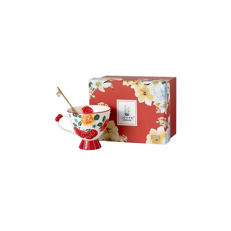 JOYYE Orchard Blessings Hand-Painted Mug with Spoon