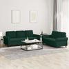 Vidaxl 2-Cz. Relaxation Set With Cushions, Dark Green, Velvet