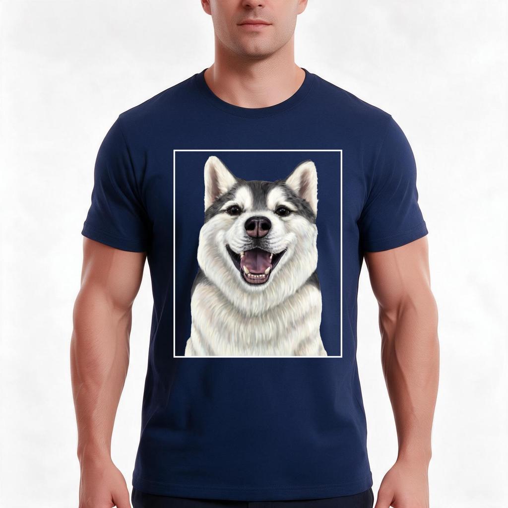 Siberian Husky Up Close Dog Tshirt Summer Casual Cotton Tee Oversized Streetwear Tops Vintage Graphic Print 100 Cotton