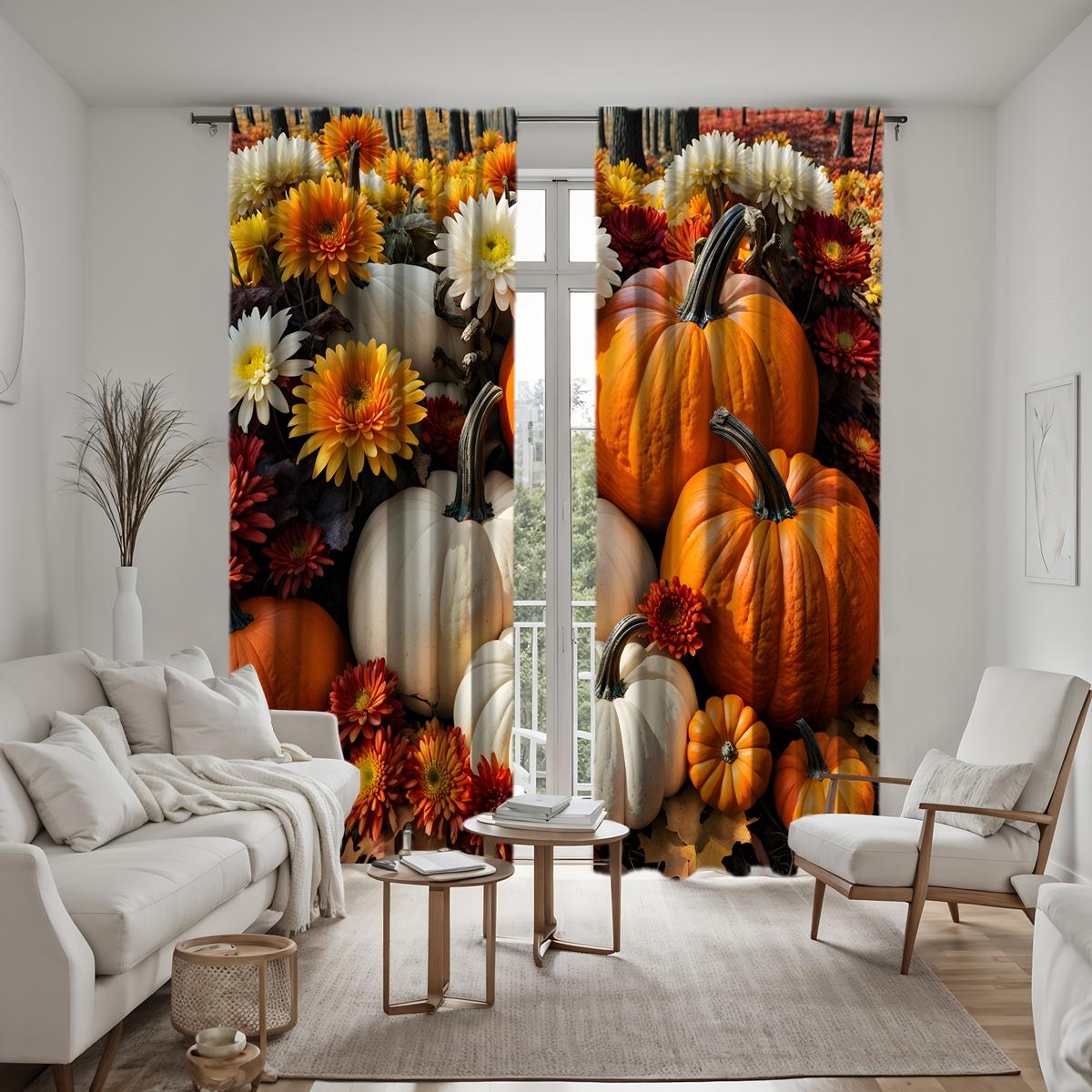 

2 шт. HD Маргаритки цветок тыква сад декоративная занавеска Желтая завязка цифровая печать занавеска украшение дома стиль Украшение W52H63inchW132H160cm