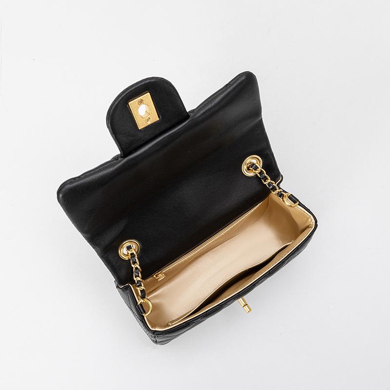 2025 Echtes Leder Damen Diamantgitter Umhängetasche - Klassische Quadratische Ketten-Schultertasche